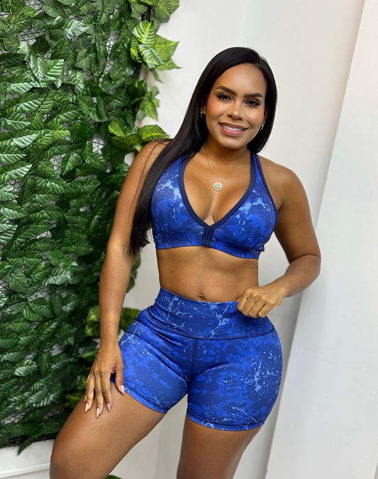 Paw Drazzel Boutique Women's Athletic Wear, Two-piece, Short-Leg, High Waist, Contour Hugging, Printed Workout Set